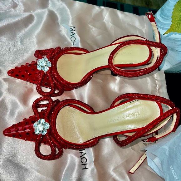 Mach & Mach Double Crystalized High Heel Bow Shoe with Ankle Straps 100m size36 - Picture 12 of 12